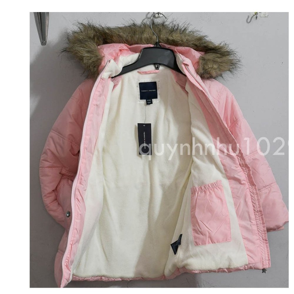 NWT Tommy Hilfiger Girls Fleece Lined Puffer Jacket PINK . - Picture 9 of 10